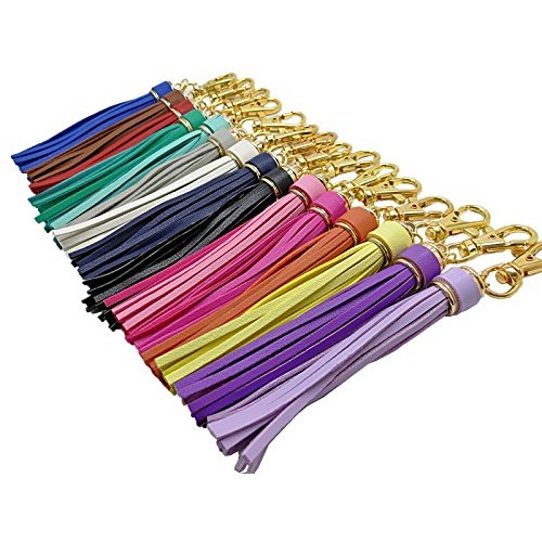 5.9 15pcs PU Leather Tassel with Lobster Swivel, Keychain for Ha...