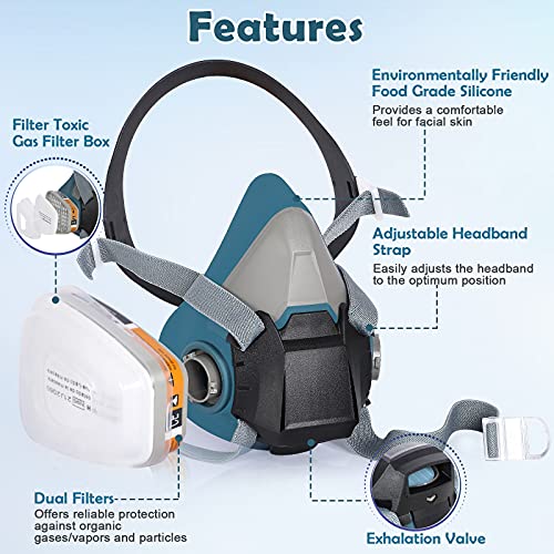 Reusable Half Facepiece Dustproof Respirator - Organic Gas Dust Ch...
