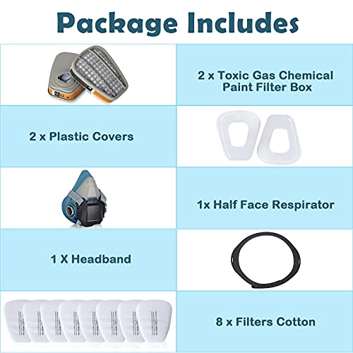 Reusable Half Facepiece Dustproof Respirator - Organic Gas Dust Ch...