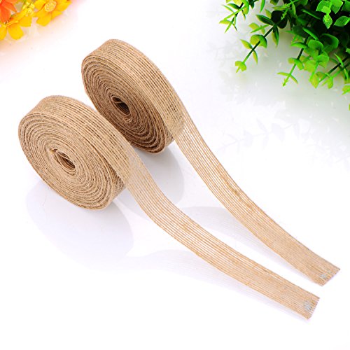 Pangda 2 Rolls Natural Burlap Fabric Ribbon Roll for Wedding Event...