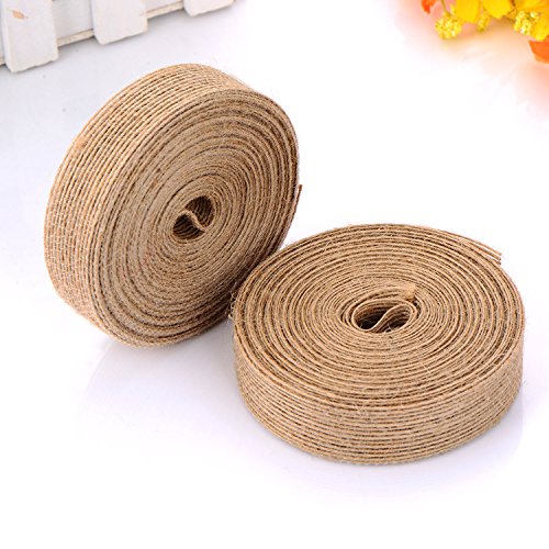 Pangda 2 Rolls Natural Burlap Fabric Ribbon Roll for Wedding Event...