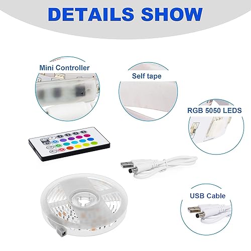 PANGTON VILLA Led Strip Lights 6.56ft for 40-60in TV, USB LED TV B...