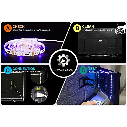 PANGTON VILLA Led Strip Lights 6.56ft for 40-60in TV, USB LED TV B...