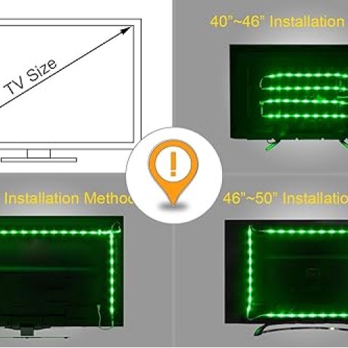 PANGTON VILLA Led Strip Lights 6.56ft for 40-60in TV, USB LED TV B...