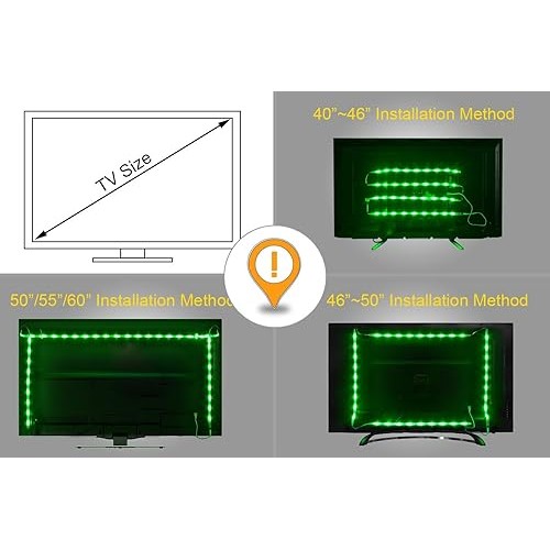 PANGTON VILLA Led Strip Lights 6.56ft for 40-60in TV, USB LED TV B...