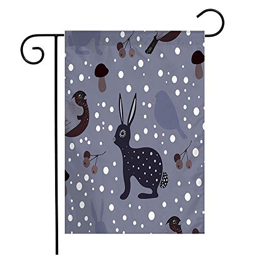 Pansyhome Welcome Garden Flag Vertical Green Bird Bullfinch Hare M...