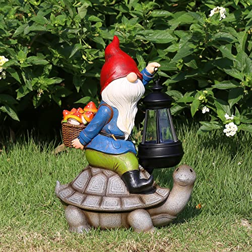 Gnome and Turtle Garden Decor, Large Outdoor Garden Sculptures & S...