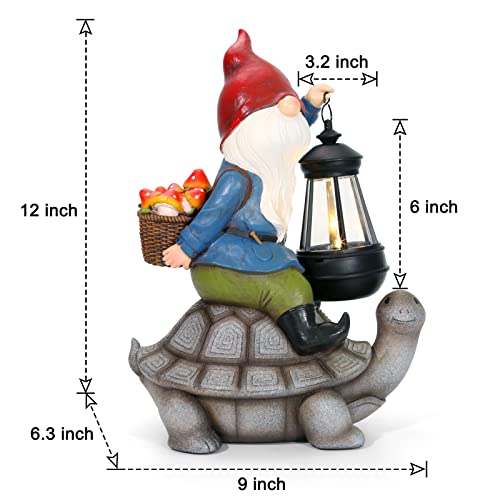 Gnome and Turtle Garden Decor, Large Outdoor Garden Sculptures & S...
