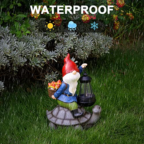 Gnome and Turtle Garden Decor, Large Outdoor Garden Sculptures & S...