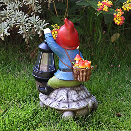 Gnome and Turtle Garden Decor, Large Outdoor Garden Sculptures & S...