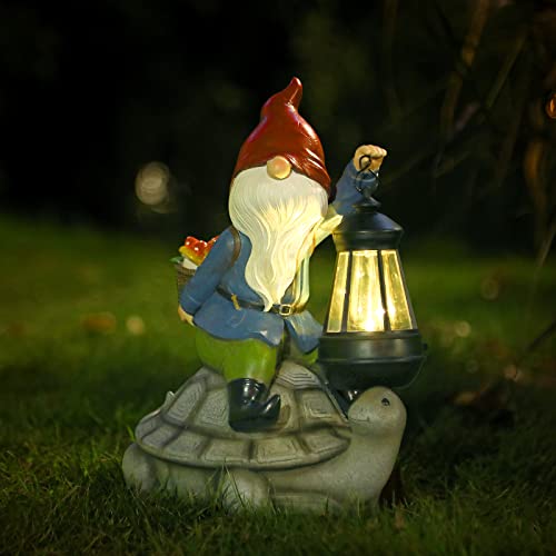 Gnome and Turtle Garden Decor, Large Outdoor Garden Sculptures & S...