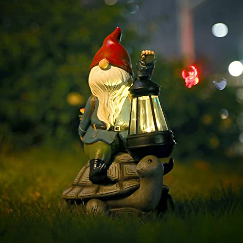 Gnome and Turtle Garden Decor, Large Outdoor Garden Sculptures & S...