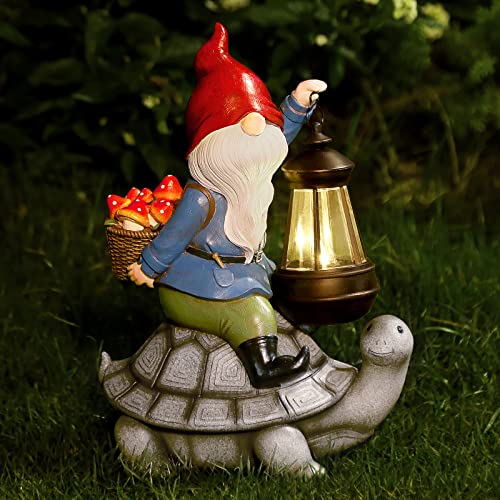Gnome and Turtle Garden Decor, Large Outdoor Garden Sculptures & S...