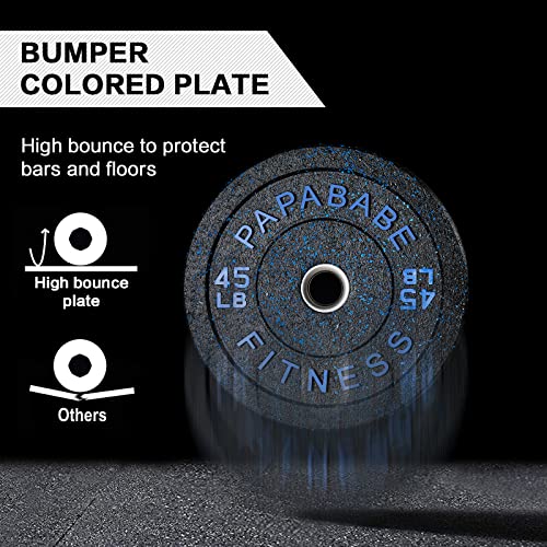 papababe Bumper Plates, High-Bounce Olympic Weight Plates with Col...