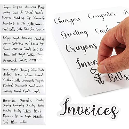 Black Decorative Script Labels for Office Organizing Supplies 13 ...