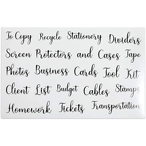 Black Decorative Script Labels for Office Organizing Supplies 13 ...