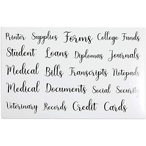Black Decorative Script Labels for Office Organizing Supplies 13 ...