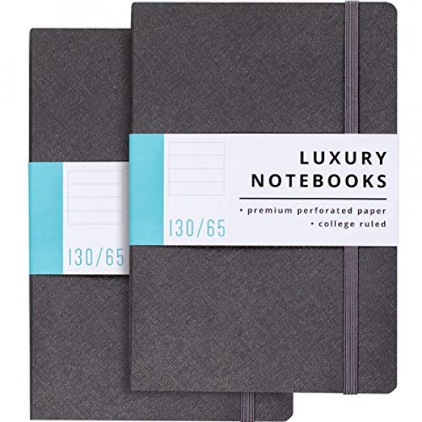 2 Pack Luxury Lined Notebook Journal - 130 Perforated Pages - Thic...