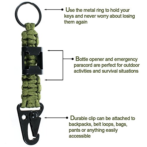PARACORD PLANET Bottle Opener Paracord Carabiner Keychain - Sold I...