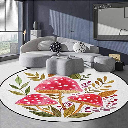 Nature Outdoor Round Rug Indoor Outdoor Aquarelle Amantias with Au...
