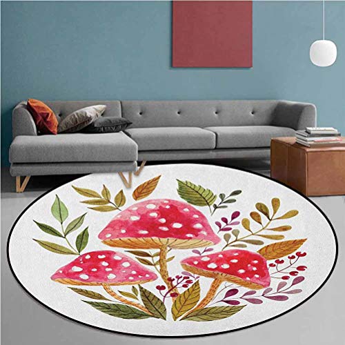 Nature Outdoor Round Rug Indoor Outdoor Aquarelle Amantias with Au...
