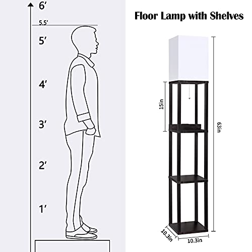 Floor Lamp with Shelves for Living Room, Shelf Floor Lamp with LED...
