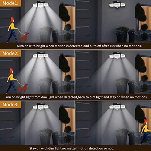 PARTPHONER Solar Lights Outdoor Motion Sensor 2 Packs, 3 Adjustabl...