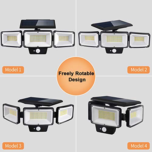 PARTPHONER Solar Lights Outdoor Motion Sensor 2 Packs, 3 Adjustabl...