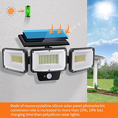 PARTPHONER Solar Lights Outdoor Motion Sensor 2 Packs, 3 Adjustabl...