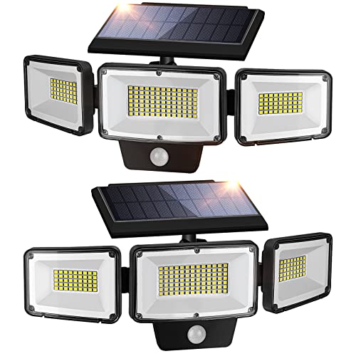 PARTPHONER Solar Lights Outdoor Motion Sensor 2 Packs, 3 Adjustabl...
