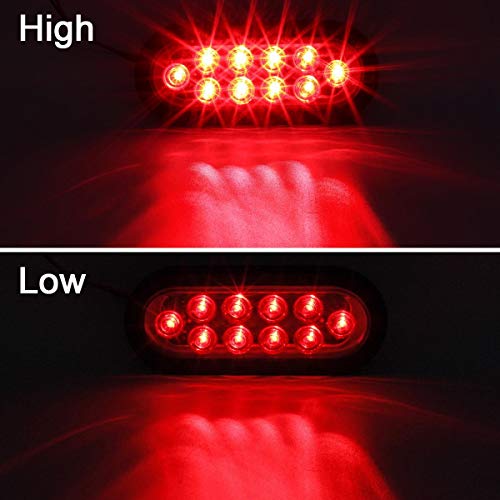 Partsam 10Pcs 6 Inch Oval Led Trailer Tail Lights Red 10 Diodes G...