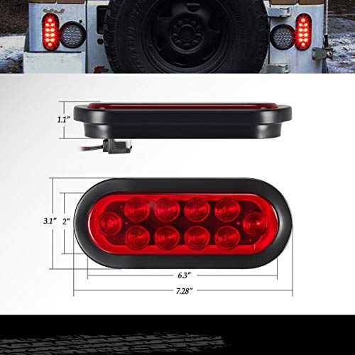 Partsam 10Pcs 6 Inch Oval Led Trailer Tail Lights Red 10 Diodes G...