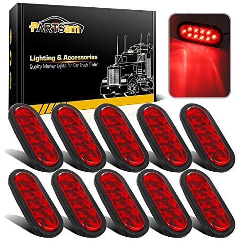 Partsam 10Pcs 6 Inch Oval Led Trailer Tail Lights Red 10 Diodes G...