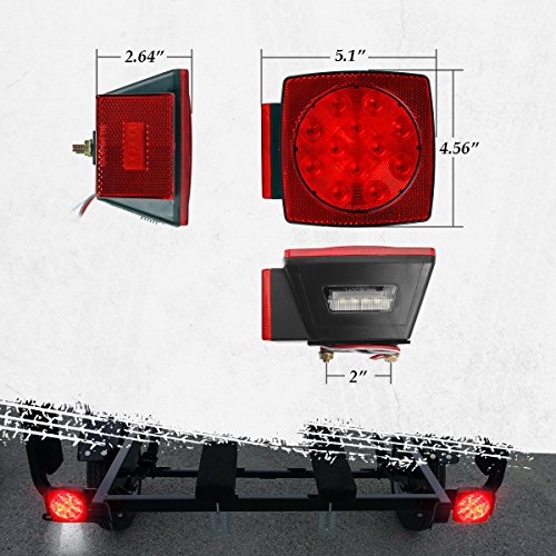 Partsam 12V Waterproof Square Led Trailer Light,Red LED Stop Turn ...