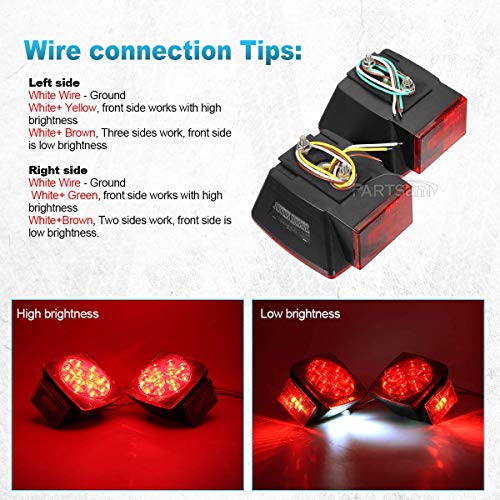 Partsam 12V Waterproof Square Led Trailer Light,Red LED Stop Turn ...