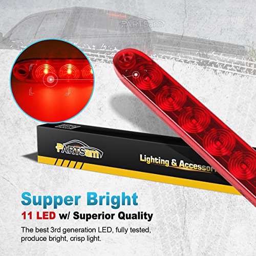 Partsam 1PC Red 15 11 LED Light Bar Stop Turn Tail 3rd Brake Ligh...
