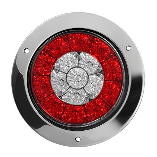 Partsam 2Pcs 4 Inch Round LED Trailer Tail Lights White Red Taill...