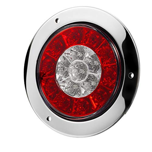 Partsam 2Pcs 4 Inch Round LED Trailer Tail Lights White Red Taill...