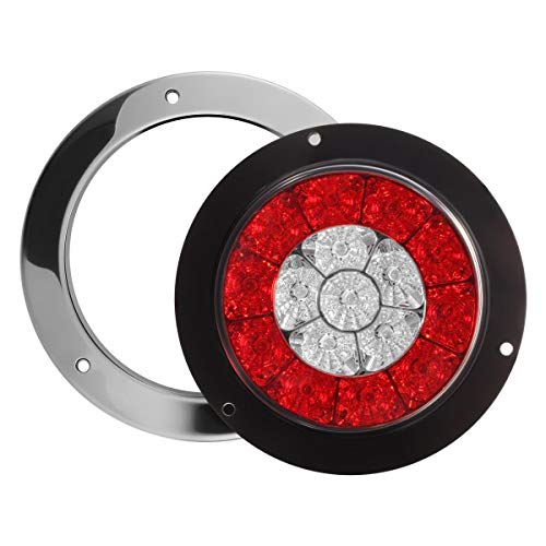 Partsam 2Pcs 4 Inch Round LED Trailer Tail Lights White Red Taill...