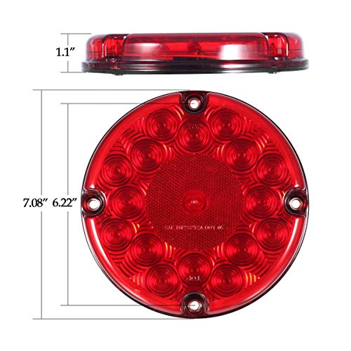 Partsam 2Pcs 7 Inch Round Led Trailer Tail Lights Red 17 LED with ...