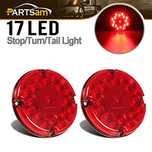 Partsam 2Pcs 7 Inch Round Led Trailer Tail Lights Red 17 LED with ...
