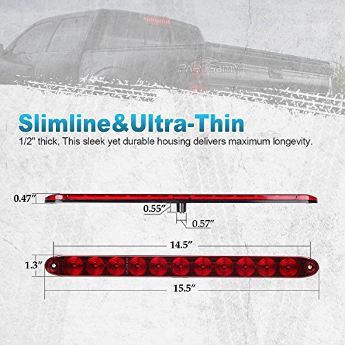 Partsam 2PCS Red 15 11 LED Trailer Light Bar Sealed Stop Turn Tai...