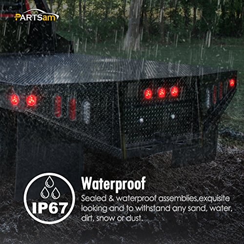 Partsam 2pcs Red Led Light Trailer 2 Round w/Plug & Grommet Kits ...
