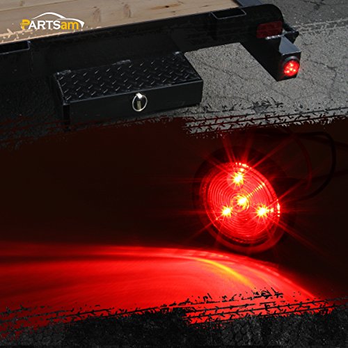 Partsam 2pcs Red Led Light Trailer 2 Round w/Plug & Grommet Kits ...