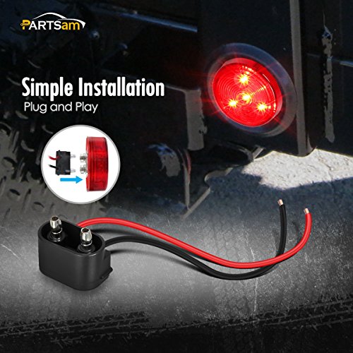 Partsam 2pcs Red Led Light Trailer 2 Round w/Plug & Grommet Kits ...