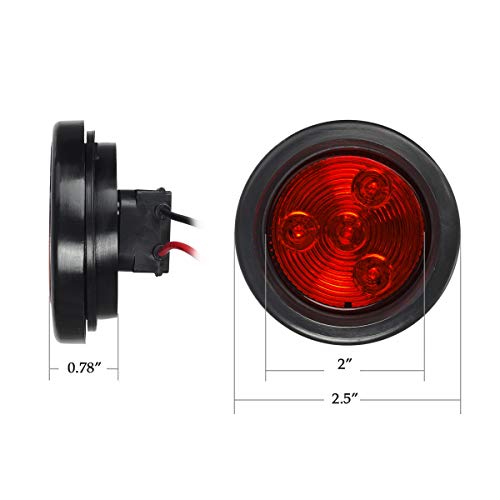 Partsam 2pcs Red Led Light Trailer 2 Round w/Plug & Grommet Kits ...