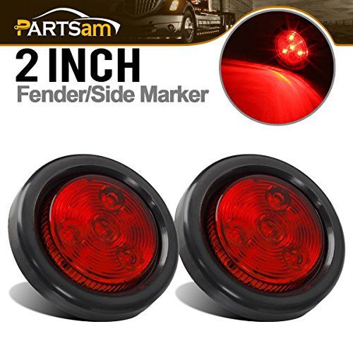 Partsam 2pcs Red Led Light Trailer 2 Round w/Plug & Grommet Kits ...