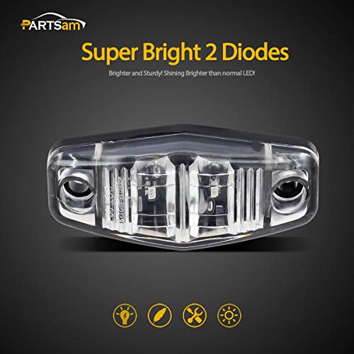Partsam 8pcs 2.5 Oval Side Fender Marker Light Red/Amber Clear Le...