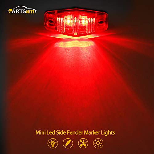 Partsam 8pcs 2.5 Oval Side Fender Marker Light Red/Amber Clear Le...