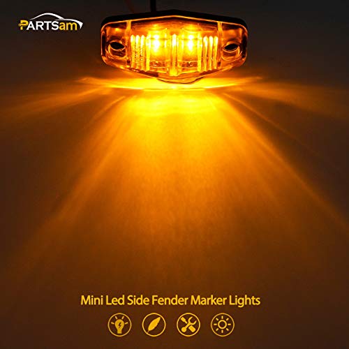 Partsam 8pcs 2.5 Oval Side Fender Marker Light Red/Amber Clear Le...